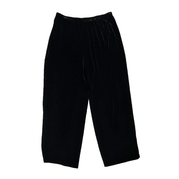 Eileen Fisher Silk Velvet  High Waist black Wide Leg pants size L/XL - Picture 1 of 5